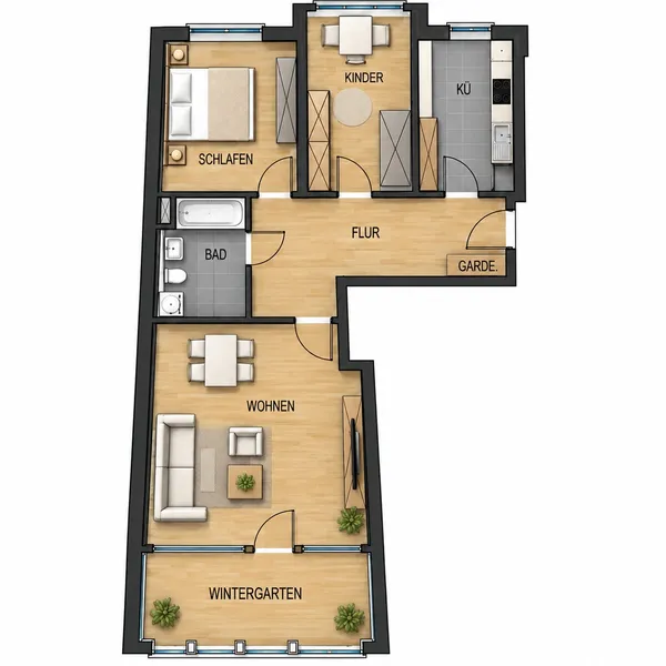 ANFRAGEN ÜBER DAS KONTAKTFELD!!! 3 Zimmer-Wohnung + EBK  + Wintergarten + Stellplatz + neu saniert — photo 1